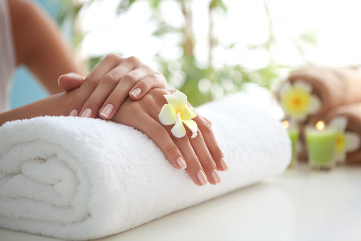 Close up of beautiful female hands after manicure treatment.See more MANICURE and SPA images. Click on image below for lightbox.